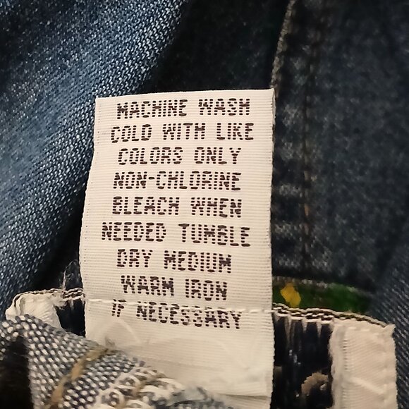 Haiks Maxi Denim Jumper Dress Size L Vintage Hand Painted Frogs & Flowers Slits - Picture 9 of 9